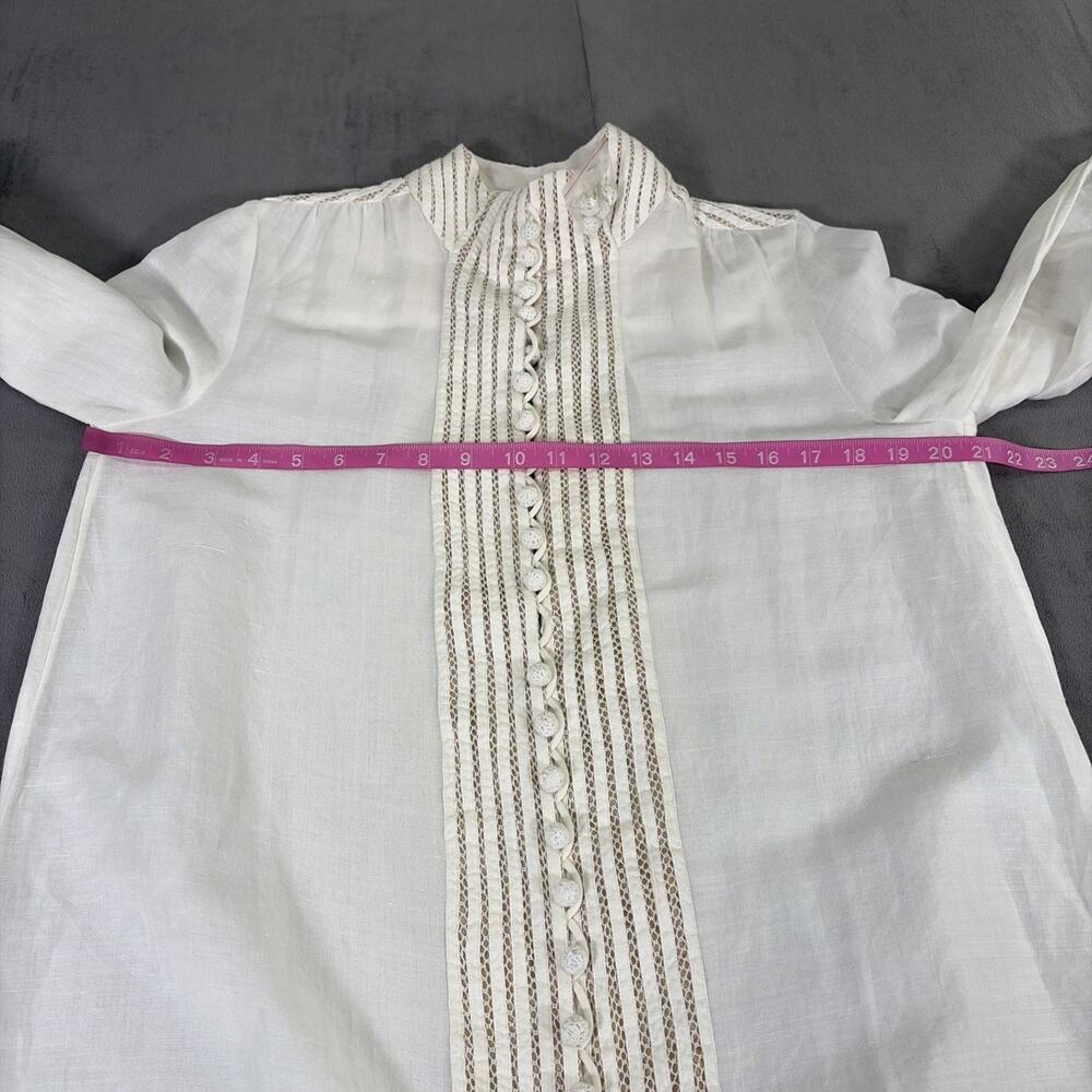 NWOT Soft Surroundings White/Tan Buttonfront Lace/Crocheted Button Blouse Small - Picture 13 of 14